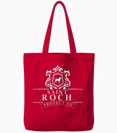 Saint Roch Patron Saint of Dogs Protection Tote Bags - Red