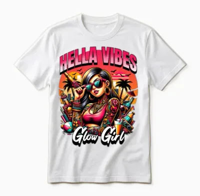 'hella Vibes, Glow Girl' Summer Party Gd Unisex T-Shirt - White