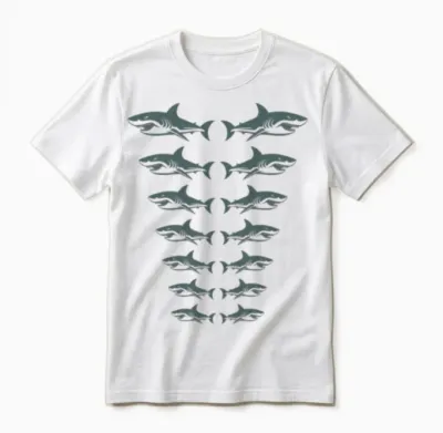 Shark Row Pattern Unisex T-Shirt - White