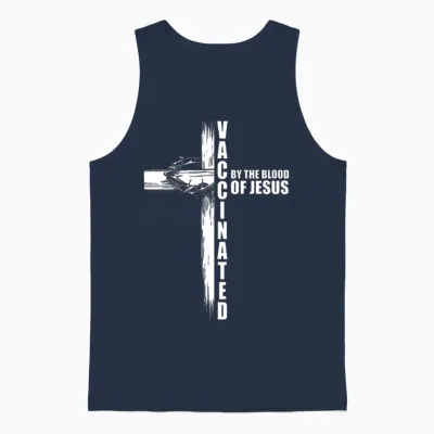 Fully Vaccinated by the Blood of Christ Unisex Tank Top - Navy