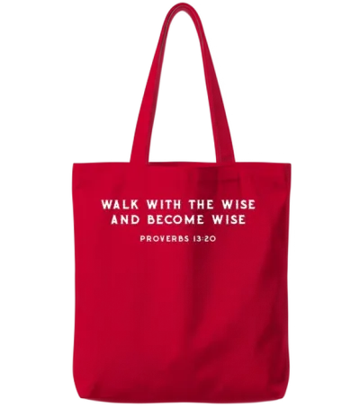 Walk with the Wise, Christian Tote Bags - Red
