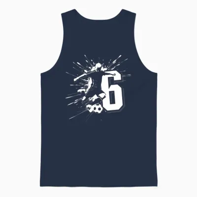 6th Birthday 6 Years Soccer Football Player Unisex Tank Top - Navy