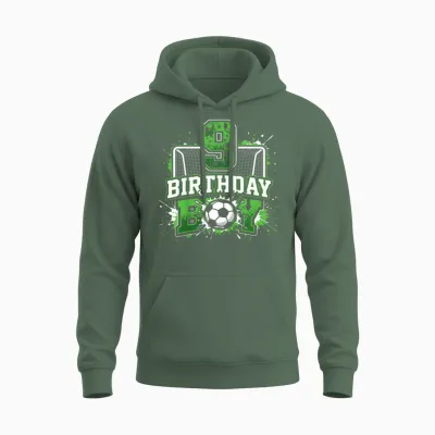 Fußballnetz Zum 9. Geburtstag Für Jungen, 9 Jahre Alt Unisex Hoodie - Military Green