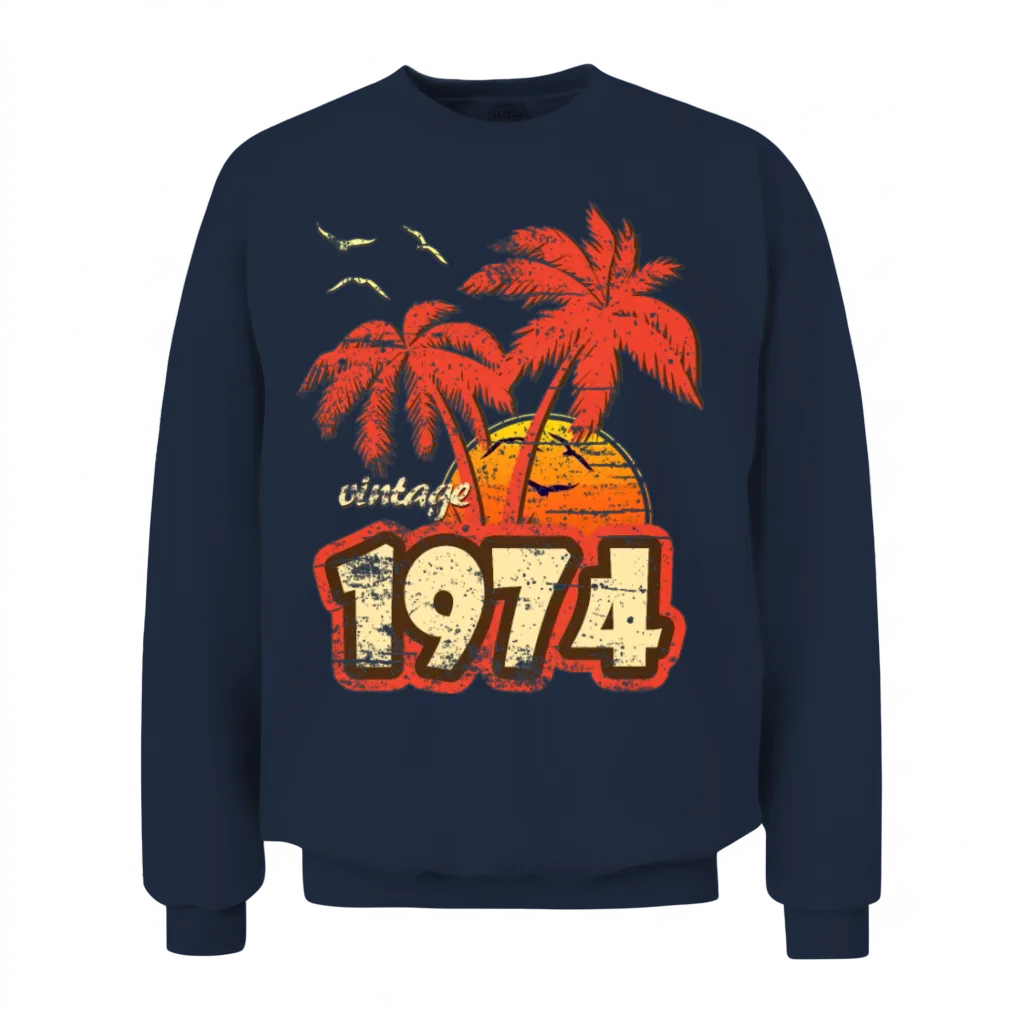 1974 Vintage Sunset β Summer & Beach Gift Unisex Sweatshirt - Navy