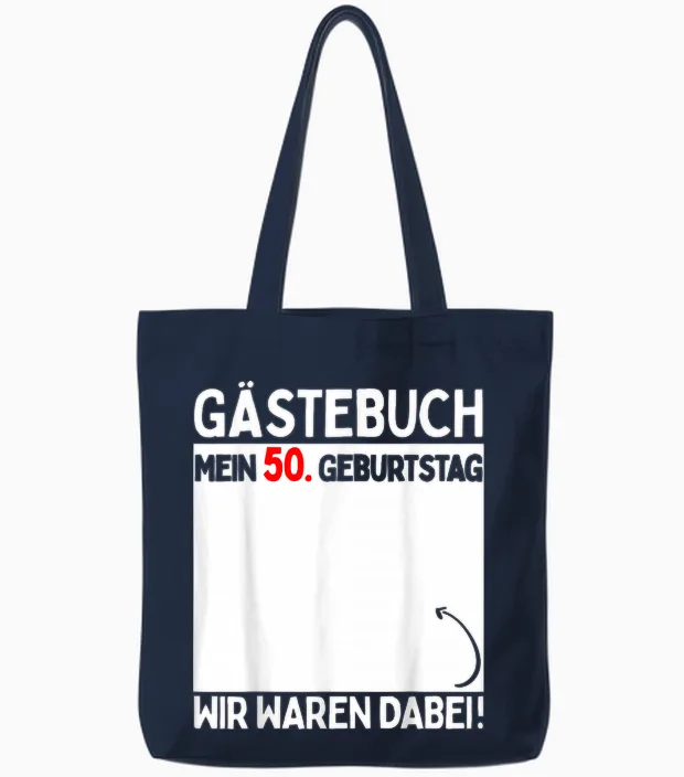 50th Birthday Man Woman 50 Years 1974 Decorative Funny Gift T-Shirt, Black Tote Bags in Navy
