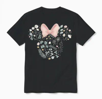 Disney Minnie Mouse Icon Spring Flowers Unisex T-Shirt - Black
