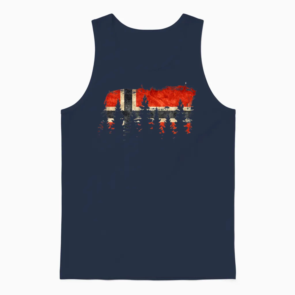 Mountain Nature Norway Flag Scandinavia Norway T-Shirt, Black Unisex Tank Top in Navy