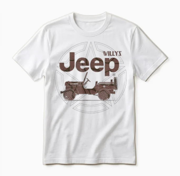 Jeep Willys Vintage Star Unisex T-Shirt in White
