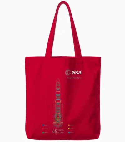 Esa European Space Agency 45 Years Ariane 1-6 Rocket 1979-2024 Tote Bags - Red