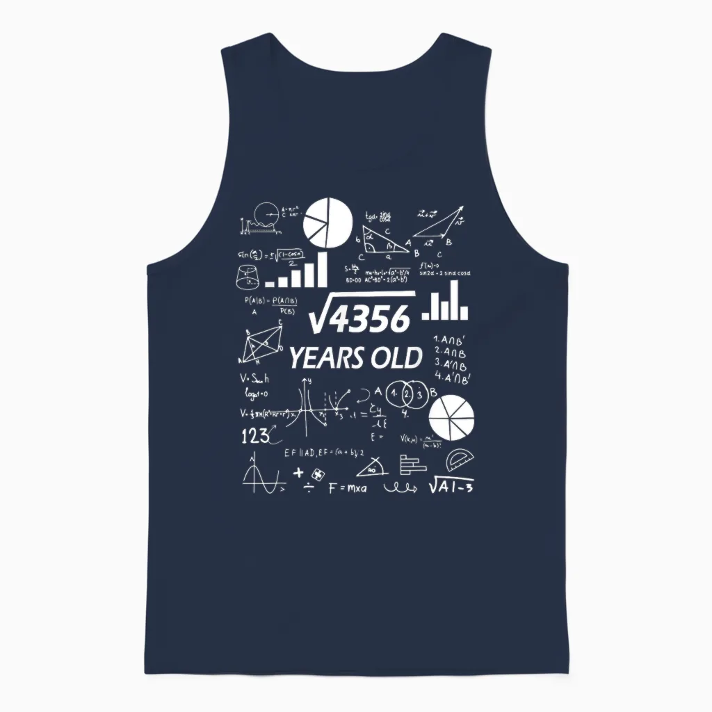 66 Anniversaire Math Carré Racine Unisex Tank Top in Navy