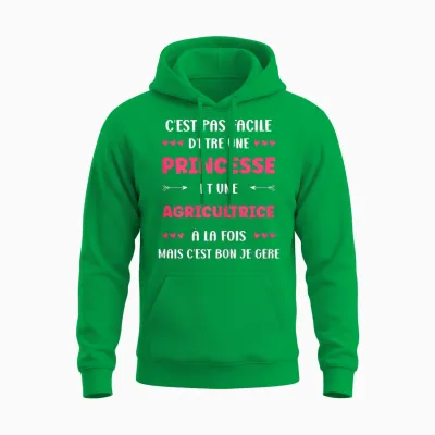 Start Farmer Profession Humor Princess Farmer T-Shirt, Black, Female X-Small Unisex Hoodie - Irish Green