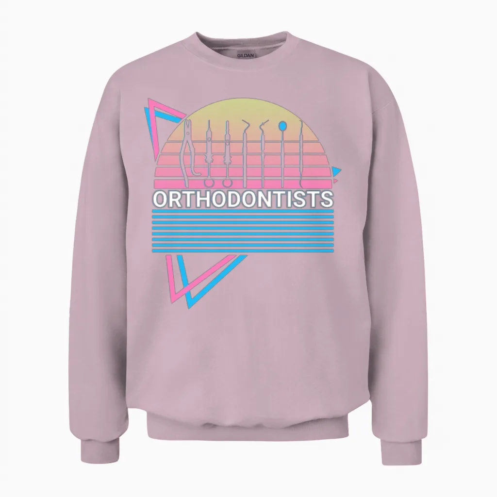 Orthodontists Orthodontics Retro Unisex Sweatshirt in Light Pink