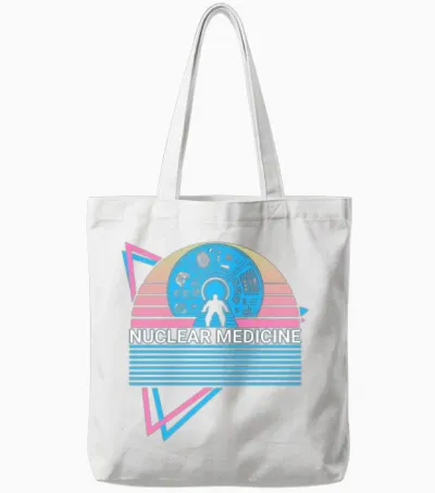 Nuclear Medicine Retro Tote Bags - White