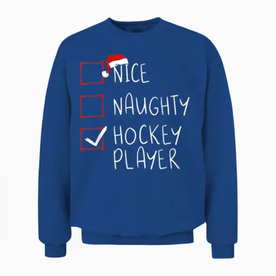Nice Naughty Hockey Player List Christmas Santa Claus Unisex Sweatshirt - Royal