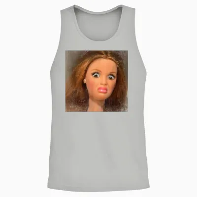 Funny Disgusting Doll Face Meme Unisex Tank Top - Ash