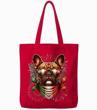 Italian Flag French Bulldog Theme Funny Cute Tote Bags - Red