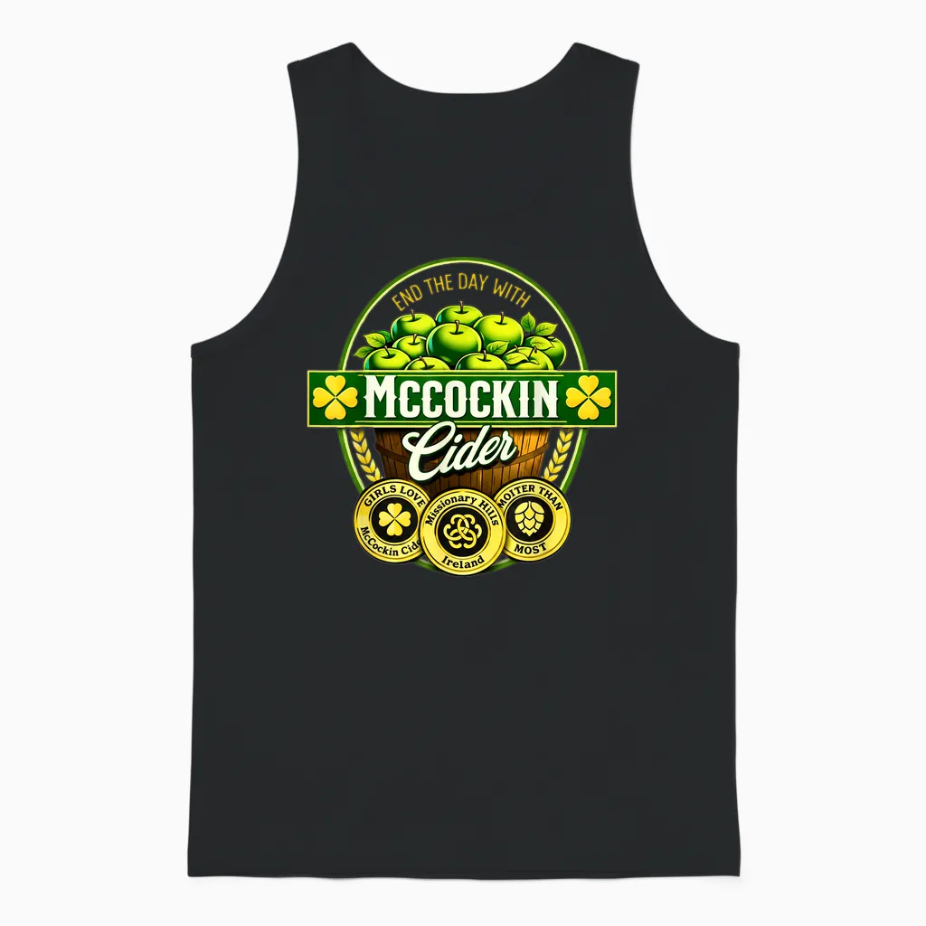 Vintage Maccockin Cider Funny St Patrick's Day Unisex Tank Top in Black