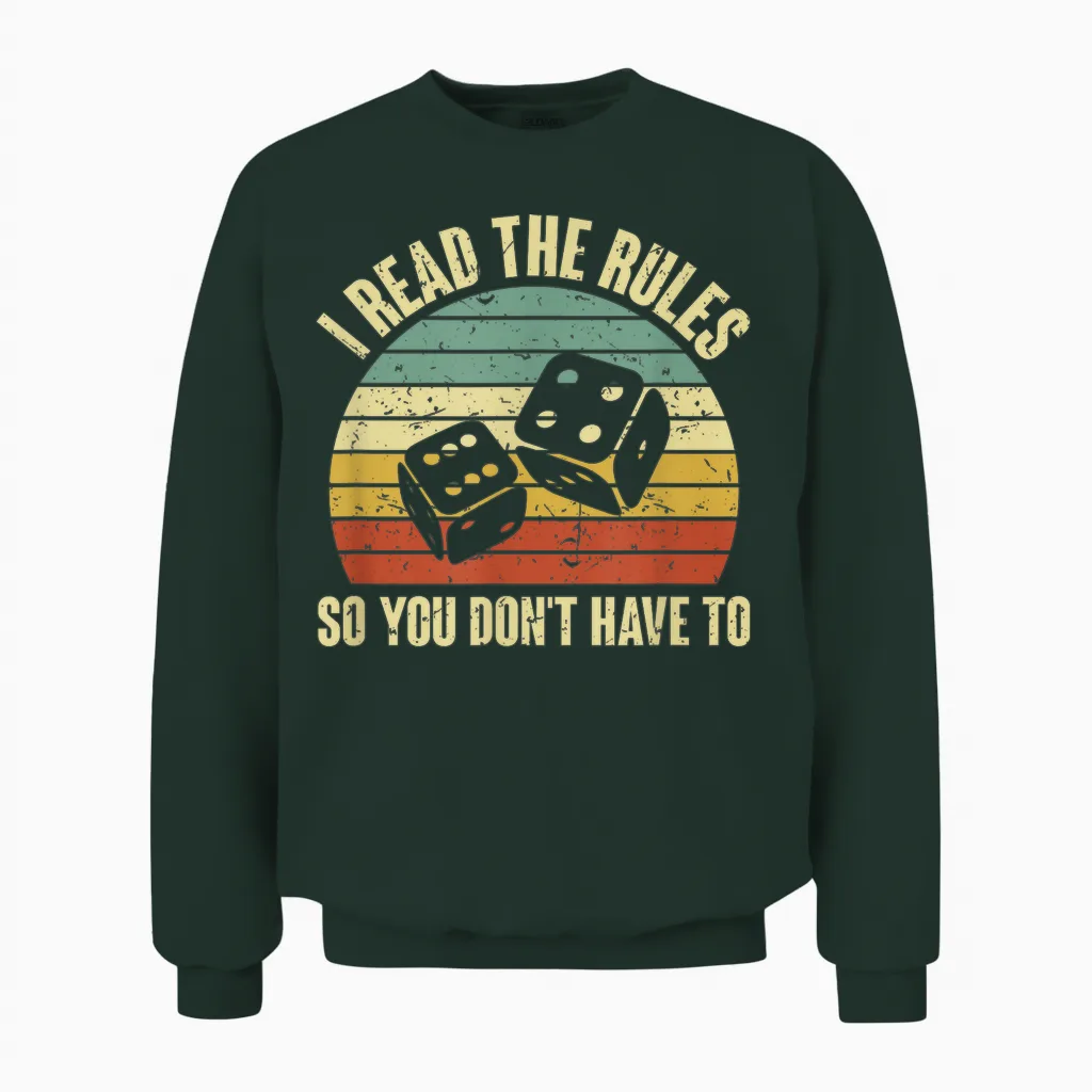 Game Night Adults Funny Board Games I Read the Rules T-Shirt Small Unisex Sweatshirt in Forest