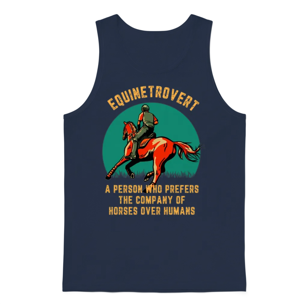 Riding Horse Rider Horse Racing Horses Unisex Tank Top - Navy