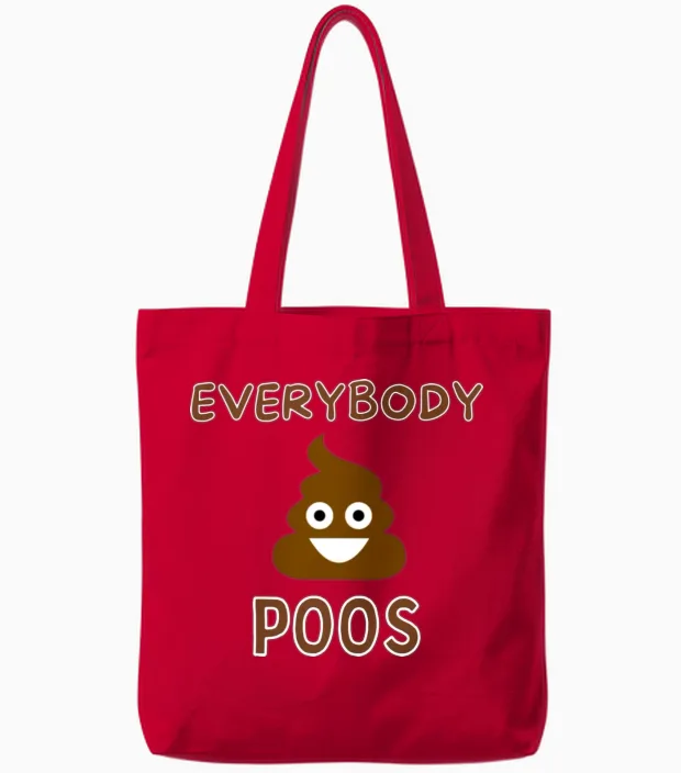 Everybody Poos Funny Tote Bags in Red