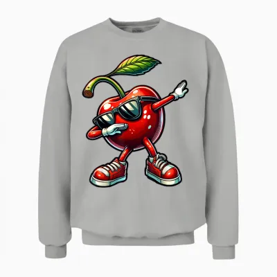 Dabbing Red Cherry Funny Cherry Fruit with Cherries T-Shirt, Black Unisex Sweatshirt - Ash