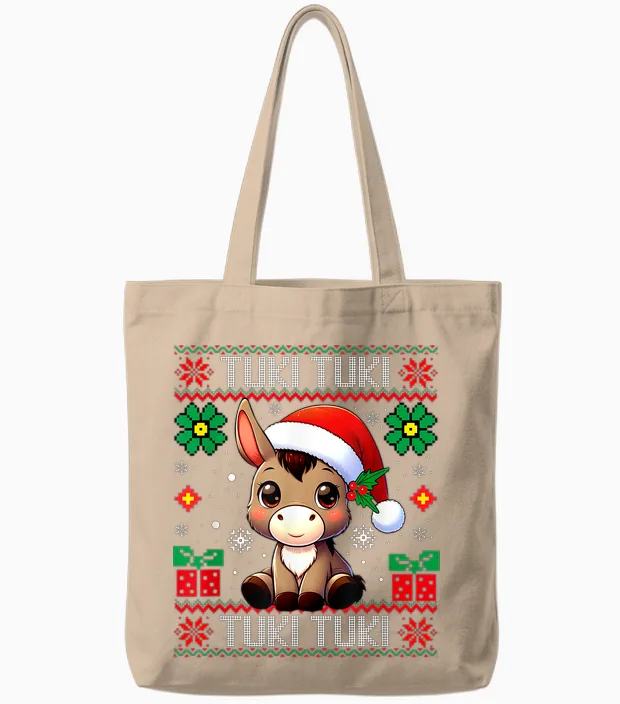Mi Burrito Sabanero Mexican, Donkey Latino Ugly Christmas Tote Bags in Natural
