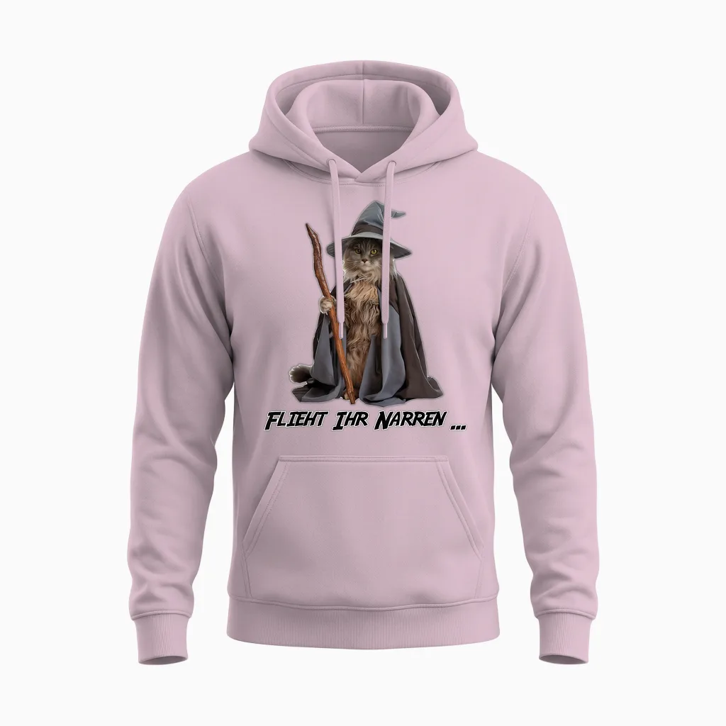 Lustiges Katzen Zauberer Outfit, Catdalf Unisex Hoodie in Light Pink