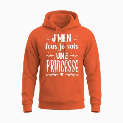 Women's Mother's Day Humour - Je Suis Une Princesse T-Shirt, Black, S Unisex Hoodie - Orange
