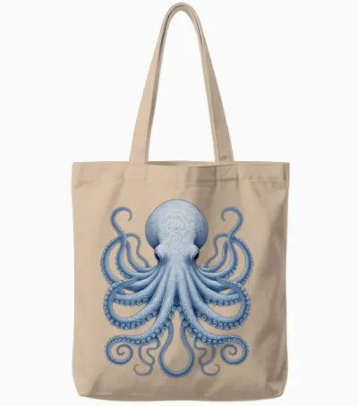 Electric Octopus Tote Bags - Natural