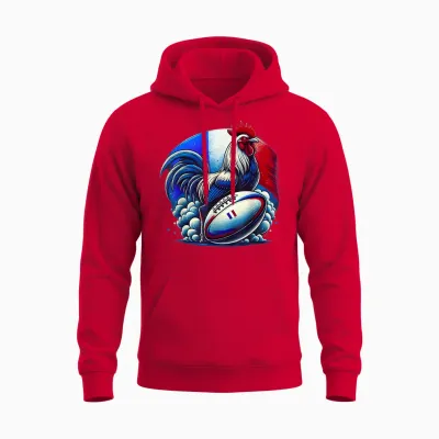 Rugby Hens Rooster Rugby Player Rugbyman Humour Rugby T-Shirt, Black, S Unisex Hoodie - Red