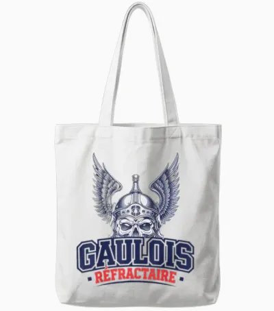 Gaul Refractaire Patriot France Skull Viking Heritage T-Shirt, White, S Tote Bags - White