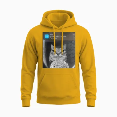 Ring Cat with Motion Meme T-Shirt for Men Women Kids Unisex Hoodie - Gold