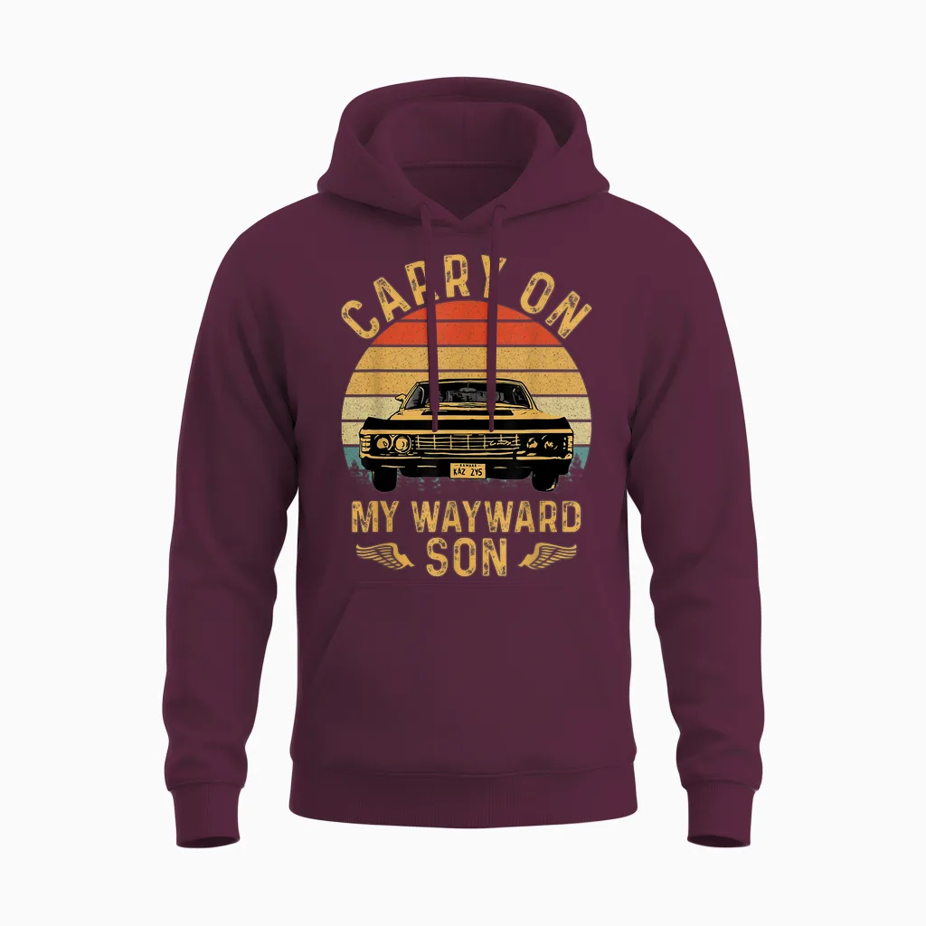 Carry on Classic Art My Wayward Funny Movie Graphic Son Unisex Hoodie in Maroon