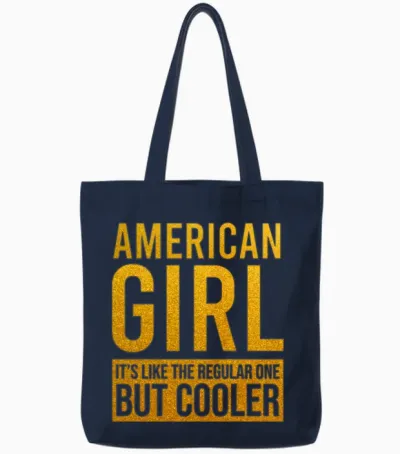 American Girl Funny Tote Bags - Navy