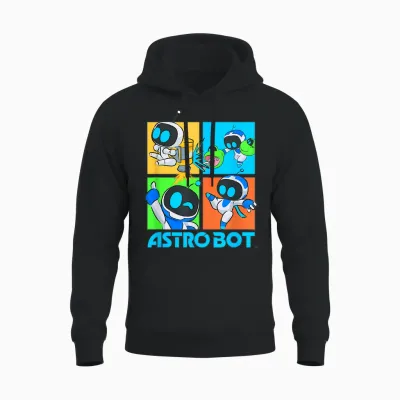 Astro Bot Rescue Mission Fighting Pose Video Game Unisex Hoodie - Black
