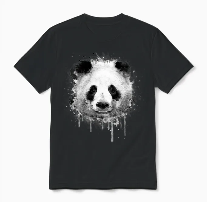Cool Artistic Panda Portrait (watercolor Design) Unisex T-Shirt in Black