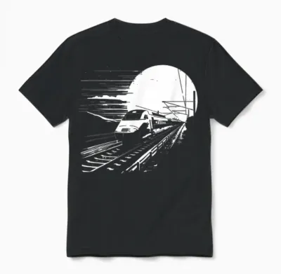 Railroad Graphic Train Lover Steam Locomotive Unisex T-Shirt - Black