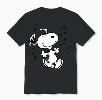 Peanuts - Snoopy Dancing T-Shirt, Blue Unisex T-Shirt - Black
