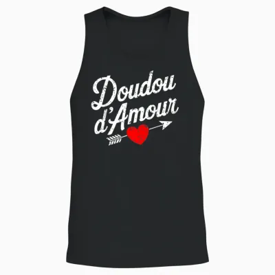 Love Doudou Valentine's Day Gift Couer Cute Romantic Unisex Tank Top - Black
