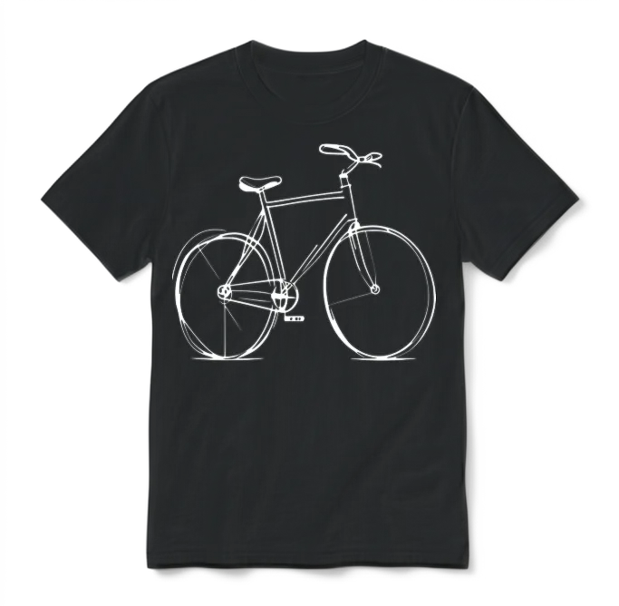 Bicycle Bike Cycle - Line Drawing - Cyclist Biking Unisex T-Shirt - Black