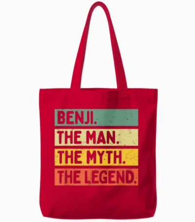 Benji the Man the Myth the Legend Citation Personnalisée Amusante Tote Bags - Red