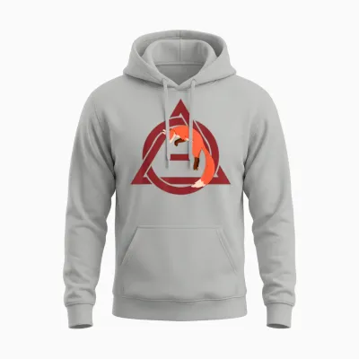 Therian Delta Fox Jumping T-Shirt, Black, S Unisex Hoodie - Ash