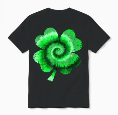 Irish Shamrock Tie Dye Happy St Patrick's Day Go Lucky Gifts Unisex T-Shirt - Black