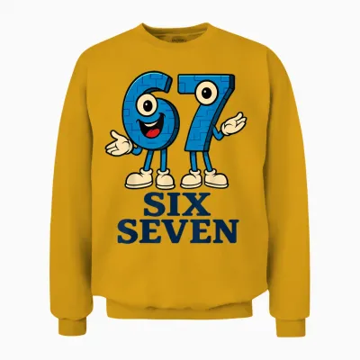 67 Six Seven 6-7 - Funny Italian Brainrot Kids Gaming Meme Unisex Sweatshirt - Gold