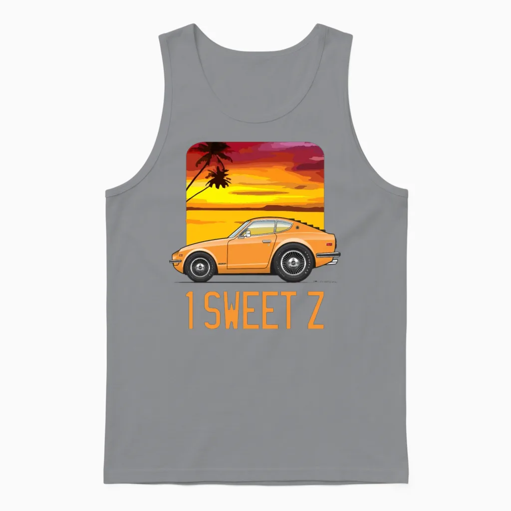 1 Sweet Orange Unisex Tank Top in Sport Grey