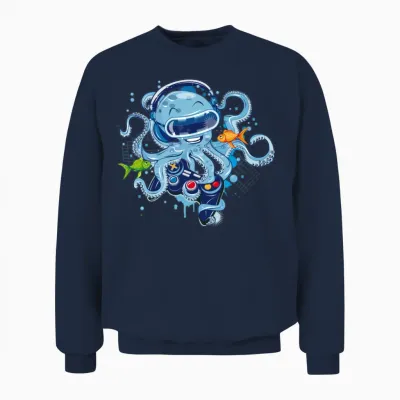 Octopus with Gamepad and Vr Goggles Unisex Sweatshirt - Navy
