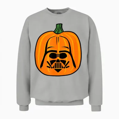 Amazon Essentials Star Wars Darth Vader Halloween Pumpkin Jack O'lantern Unisex Sweatshirt - Ash