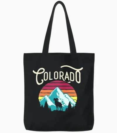 Retro Colorado Tote Bags - Black