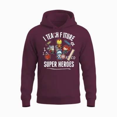 Marvel Avengers Classic I Teach Super Heroes Graphic Unisex Hoodie - Maroon