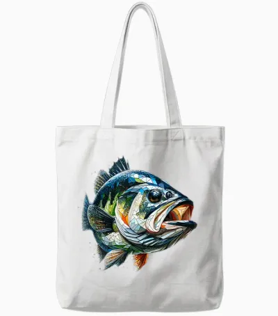 Polygon Art Perche Poisson Pêche Pêcheur Pêcheur Tote Bags - White